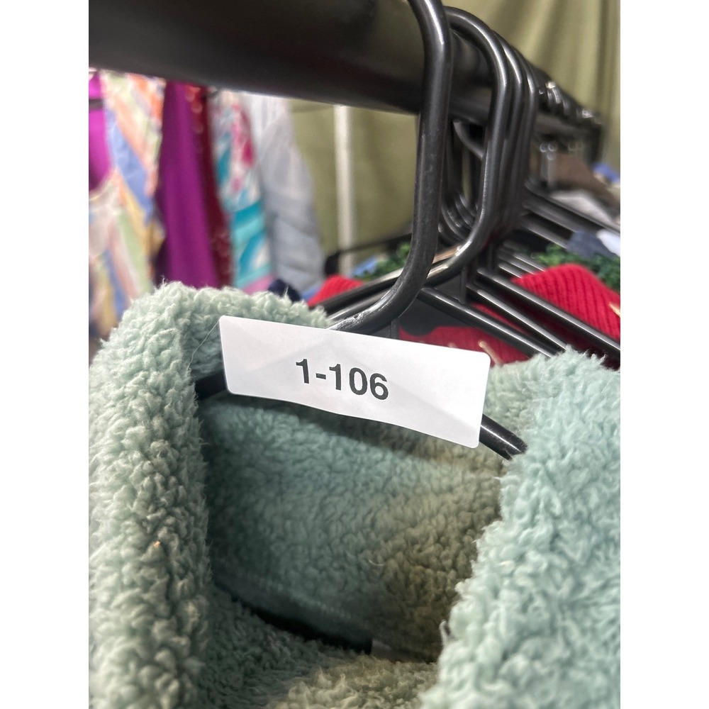 Sherpa Fleece Pullover Cropped Small Sage Green Cozy Lounge Athleisure Minimal - Picture 13 of 13
